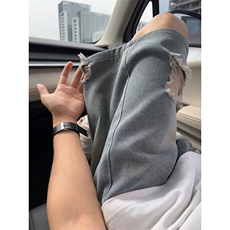 潮流复古港风牛仔短裤水洗做旧男女同款破洞牛仔裤K780TP35控58，男装牛仔裤，电商A102B