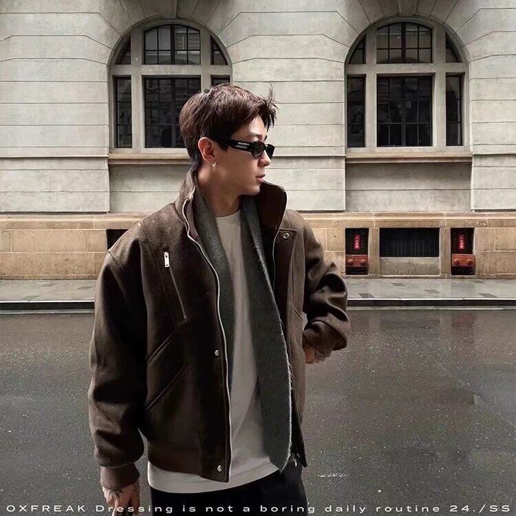 W9138-P100网图现货解构双拉链哈灵顿棉服加厚百搭流行潮流新款,男装棉衣,星座1608-2