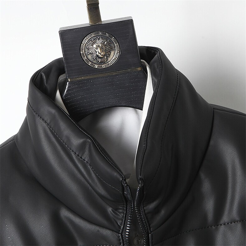 男士真皮皮衣秋冬季立领加绒加厚中年商务休闲外套鹅绒羽绒服百搭,男装皮衣,电商B360A（原721A）