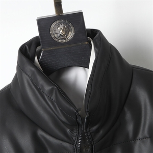 男士真皮皮衣秋冬季立领加绒加厚中年商务休闲外套鹅绒羽绒服百搭图片
