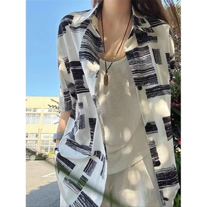 网图！印花男女同款衬衫轻薄透气夏季港风复古-EX50987-特批15图片