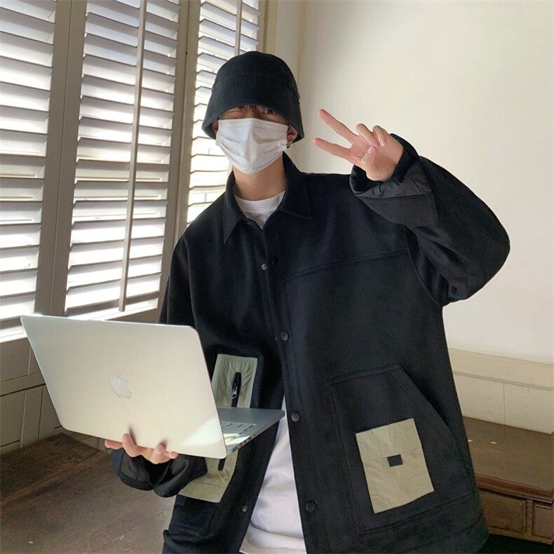 男士翻领夹克2023春季新款潮流拼接工装休闲外套JK03-P93,男装夹克,星座308B-2