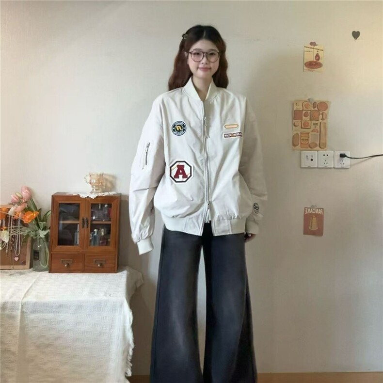 网图美式棒球领夹克复古徽章设计高街宽松显瘦外套YY803-特P41,男装夹克,电商C216