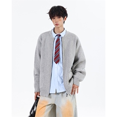 517A-8-M108-P88高品质重磅拉链开衫针织衫口袋老钱风慵懒风毛衣，男装针织衫/毛衣，星座517A-8（原B282）