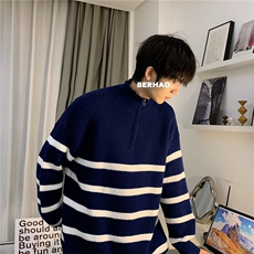 针织衫男士韩版潮流高街帅条纹拼色2024冬季新款ins毛衣MZ550-P51，男装针织衫/毛衣，星座412-2