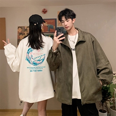 麂皮绒夹克男大码立领褂子外套JK85341-P68加绒款-P78，男装夹克，电商A040