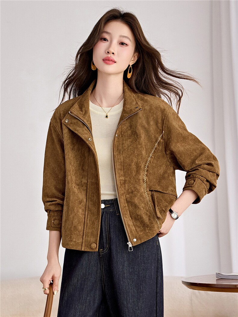 现货！！！2026秋季新品时尚休闲蒙古绒外套女,女装短外套,以桐