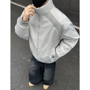 高品质春装新款老钱风美式高街解构立领棒球服飞行夹克潮休闲外套