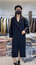 2021秋季新款时尚修身显瘦假口袋四粒扣长款百分百羊毛双面呢，其它，L·H·X