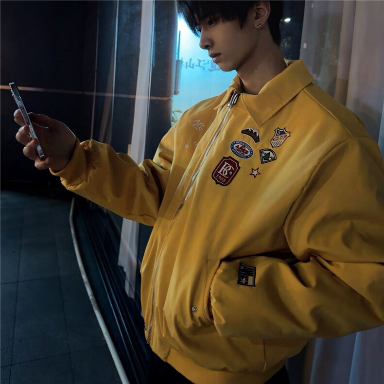 1506/QFY1770/P70美式复古徽章刺绣小标飞行夹克休闲百搭派克服,男装夹克,星座1506