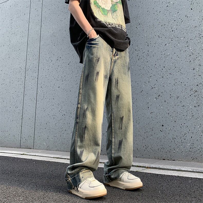 美式街头牛仔裤男直筒宽松欧美高街vibe风长裤子N0907-P50,男装牛仔裤,星座308B-2