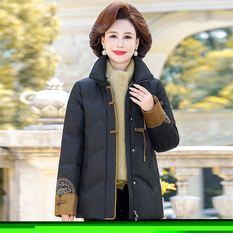 2026新款冬装中老年人女装妈妈羽绒服洋气刺绣盘扣风外套,男装羽绒服,电商B212（原钱塘6029）