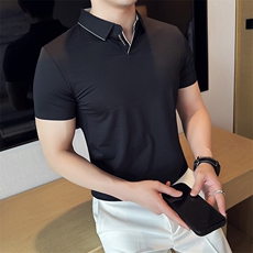 2025夏季短袖华夫格无痕冰丝V领短袖Polo衫739-P68，男装Polo衫，电商D342