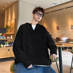 高级感针织衫v领毛衣男秋冬新款休闲慵懒软糯线衣-A1820TP55控88图片