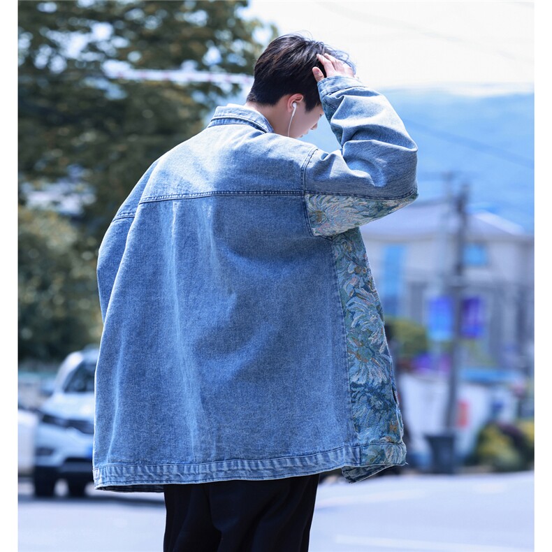 刺绣拼接牛仔夹克男外套男大码潮港风外套男NZ77065P95控128，男装夹克，星座227-7