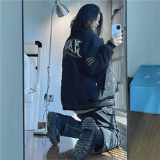 美式街头刺绣棉衣外套冬季夹克棒球服复古潮牌加厚面包棉服WMY139，男装夹克，星座208-5
