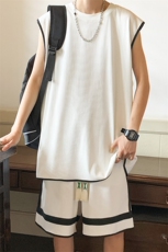 新款现货主推大码港风情侣冰丝休闲运动五分裤两件套装男S12P50，男装牛仔裤，电商B226-2（原B217-2）