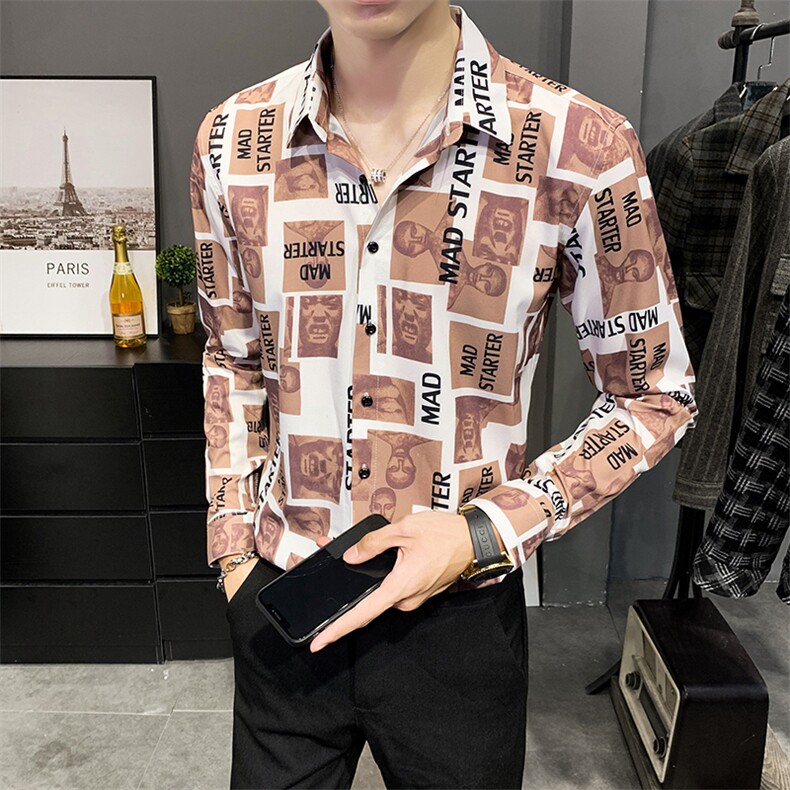 312A-5-132-P55店主英伦韩版潮流衬衫休闲修身上衣，男装衬衫，星座312A-5