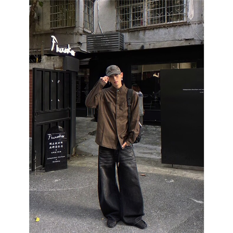 日系慵懒棒球服外套男春秋款港风穿搭青少年宽松拉链开衫早秋夹克,男装夹克,星座506A