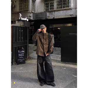 日系慵懒棒球服外套男春秋款港风穿搭青少年宽松拉链开衫早秋夹克图片