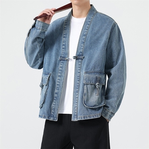 秋冬 大码道袍风牛仔衣外套盘扣新中式日系夹克潮 F26/P110图片
