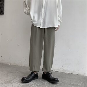 21年春休闲裤长裤子束脚宽松垂感ins裤子男中性裤子K2008 P55图片