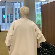夏季短袖T恤男士休闲宽松ins潮流落肩半袖上衣D328-T2437-P20，男装T恤，电商D328