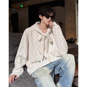 WY10142-特P53 控98秋季设计感小众长帽绳大码男长袖连帽卫衣外套图片