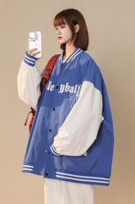 中性22秋季潮牌十字架字母印花拼色棒球服夹克外套G120P65控88，男装夹克，A247A