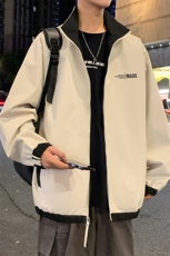 秋季夹克长袖方领立领宽松双面穿三条杠外套男潮新款JK423p70，男装夹克，电商D315