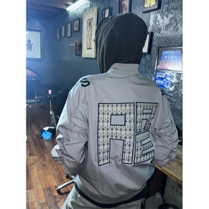 秋冬字母飞行夹克男女小众设计百搭廓形加棉加厚上衣外套 MJ97图片
