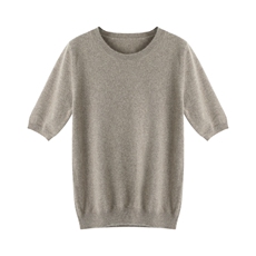 云朵般软糯!衫半袖女纯色宽松圆领短袖打底五分袖毛衣，女装T恤，轩妮羊绒