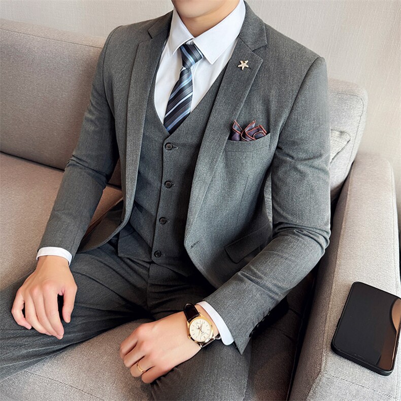 2025新款男士商务休闲西服套装三件套1818-P210，男装西服，星座311B