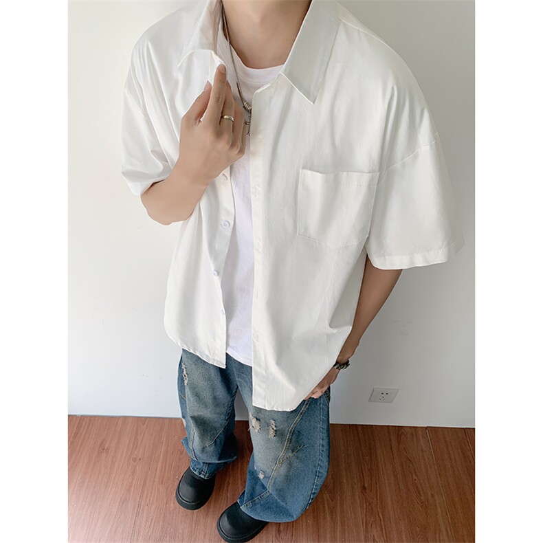 袖衬衫男生短袖港风夏季半袖衬衣薄款ins潮流C01-P40,男装衬衫,星座308B-2