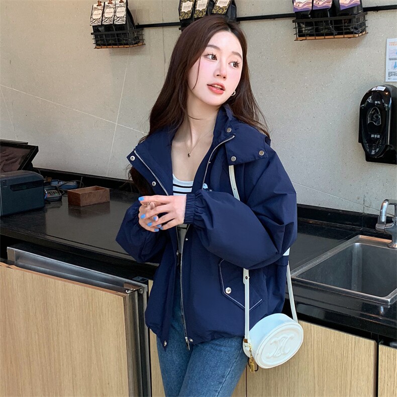 2023秋季短外套女时尚潮流单件长袖通勤宽松拉链夹克,女装短外套,梦懿尔