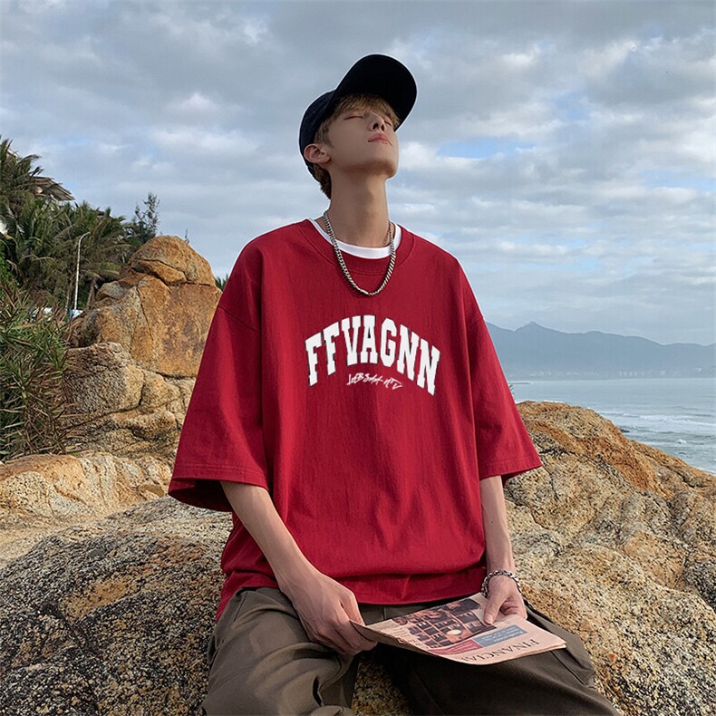 新款纯棉印花短袖t恤男夏季青少年初中高中学生帅气半袖TX526-P25图片
