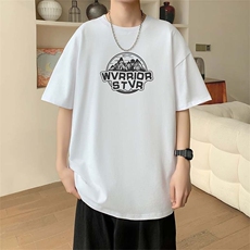 新款夏季男装纯棉短袖T恤落肩款印花时尚休闲宽松上衣，男装T恤，星座1013