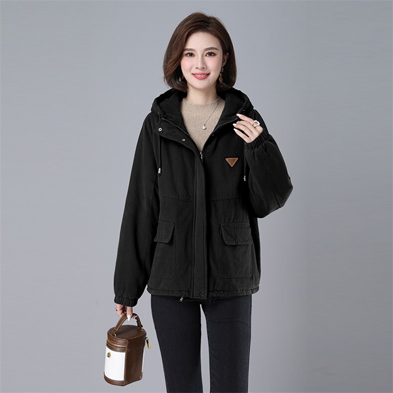 时尚女装加绒加厚保暖棉服外套派克服,女装派克服,秋牧寒烟
