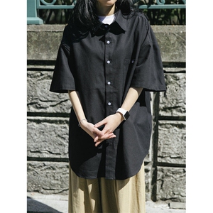 日系短袖衬衫女设计感小众大码休闲衬衣外套夏季新款上衣3423P45图片