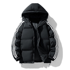 冬季潮流条纹五防立领加绒加厚棉衣情侣撞色棉服外套MY8899-p78，男装棉衣，星座610B-1