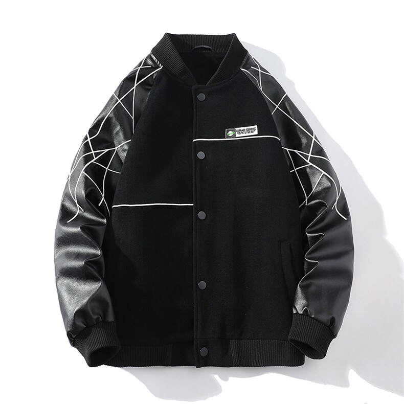 精品秋冬装飞行棒球服男女夹克毛呢拼皮刺绣轻熟JK1701-P115爆景D,男装夹克,星座401
