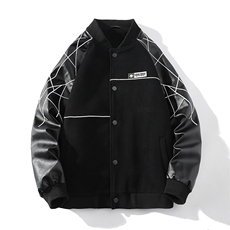 精品秋冬装飞行棒球服男女夹克毛呢拼皮刺绣轻熟JK1701-P115爆景D，男装夹克，星座401