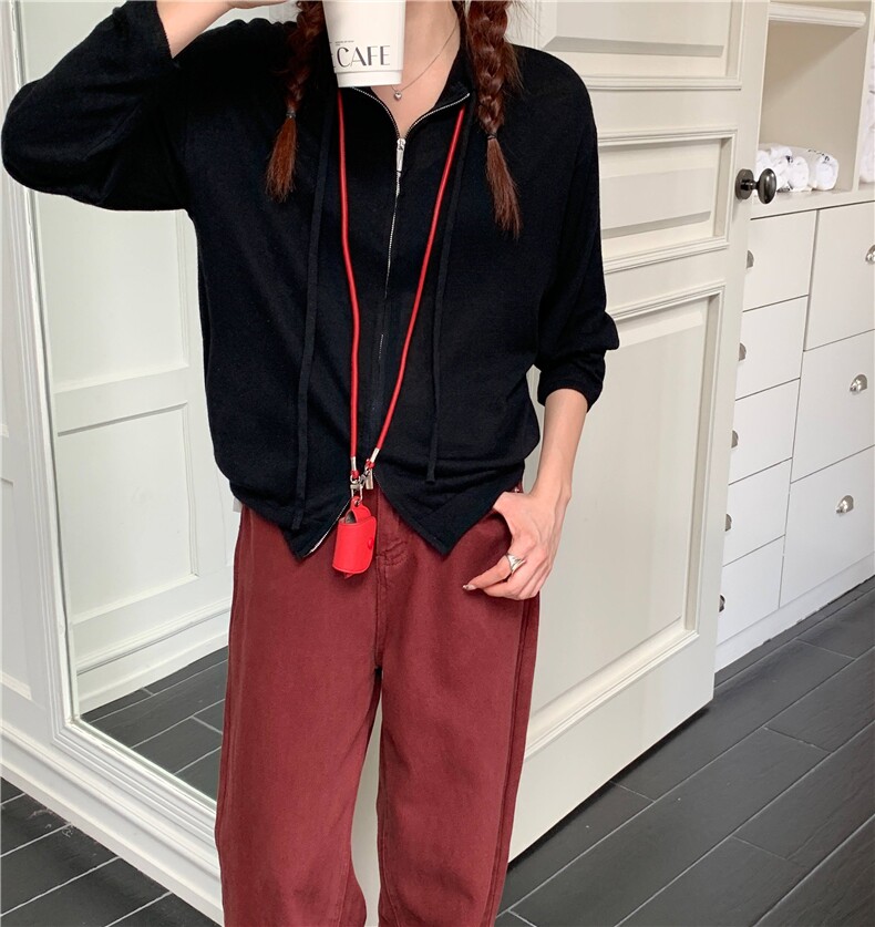 新款简约百搭长袖针织开衫女宽松休闲外套,针织衫/毛衣,伟祺羊绒
