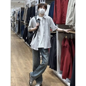 【有货】DC73-批35条纹短袖衬衫男夏季少年感穿搭衬衣设计感半袖图片