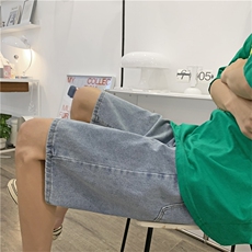 美式复古水洗牛仔裤男夏季街头潮牌ins宽松休闲五分裤K6010-P34，男装牛仔裤，星座512-2