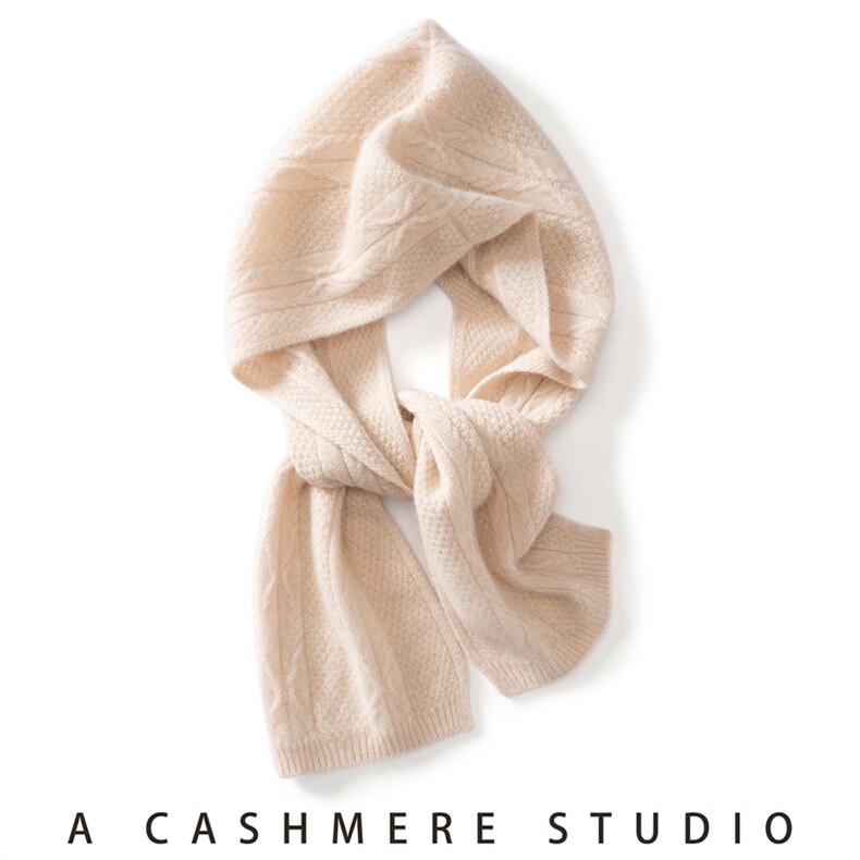 2025年秋季新款条纹针织羊绒围巾时尚休闲通勤百搭，围巾，思琳羊绒