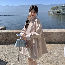 现货新款26春装清新粉色休闲韩版中长风衣2B153-7003-P155-K248，女装风衣，2B153