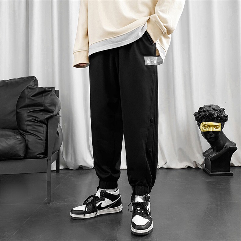 K191P30短句风2024春夏季宽松时尚九分裤哈伦裤休闲大码潮流青年，男装休闲裤，电商A026-1