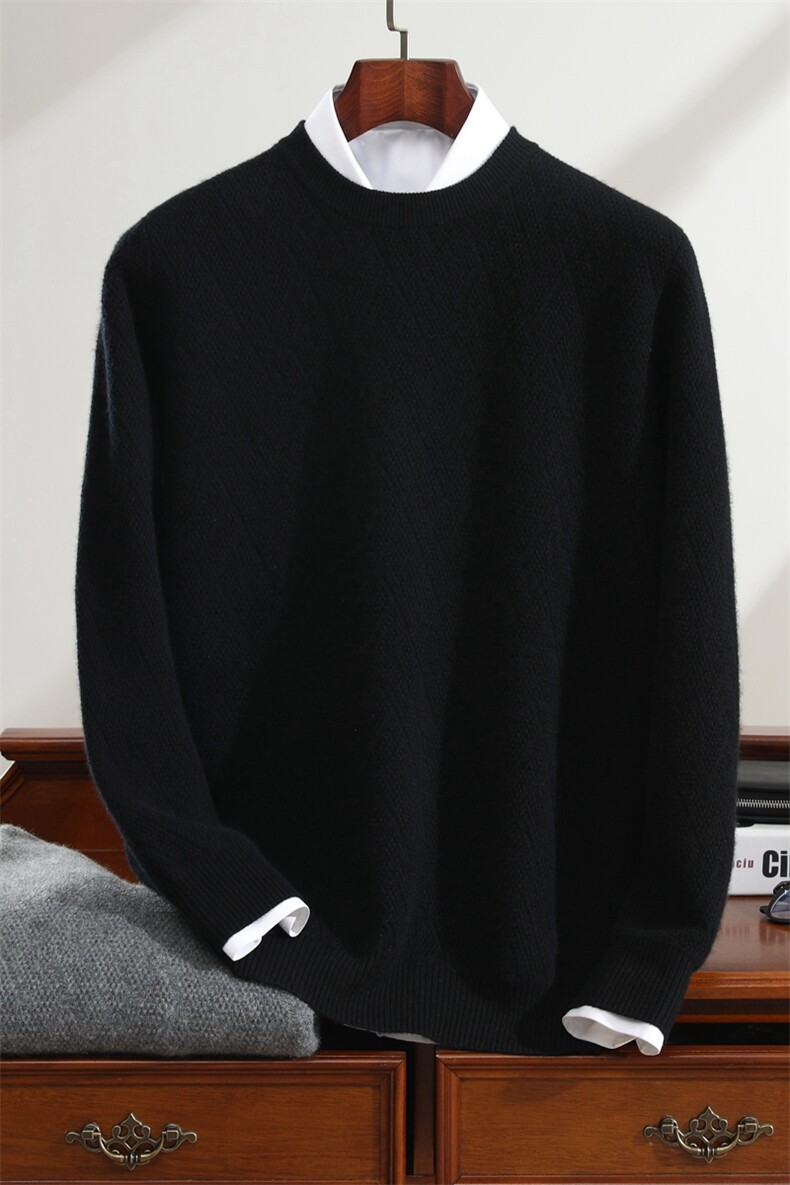 高品质男士羊绒套衫加厚保暖纯山羊绒舒适百搭时尚款,男装羊绒套衫,雪丹羊