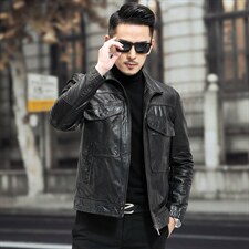 F28058海宁2023冬季新款男式皮衣男头层油蜡牛皮皮衣P680，男装皮衣，电商B360